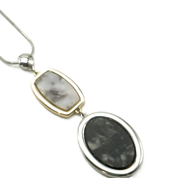 Double Pendant Silver-tone Adjustable Slide Snake Chain Necklace  **READ** - Picture 13 of 16